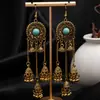 Pendientes Retro Étnicos Europeos y Americanos Estilo Bohemio con Borlas Pendientes de Campana Tallados en Oro Antiguo de Alta Calidad
