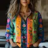2026 Comércio Exterior Transfronteiriço Europeu e Americano Roupas Femininas Primavera e Verão Nova Camisa Casual Estampada de Manga Três Quartos Cardigã Mais Vendido para Mulheres