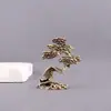Latón Bienvenida Pino Pequeños Adornos Bronce Sólido Tallado Árbol Artificial Vintage Viejo Ceremonia del Té Mascota de Té Mango Bronce Antiguo