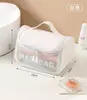 Nueva Bolsa Cosmética Transparente Bolsa de Lavar Mate PU Bolsa de Baño con Tapa PVC Translúcido Gancho Portátil Bolsa de Almacenamiento