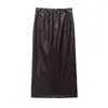 Moda Cruzada Europeia e Americana Roupas Femininas Outono e Inverno 2025 Novo Estilo Europeu e Americano Moda Saia Midi Simples com Efeito de Couro para Mulheres