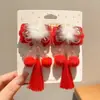 Pinza para el pelo de niña pequeña León Danzante Hanfu Borla Año Nuevo Accesorio para el pelo Peluca Princesa Lazo Adorno para el pelo Pinza para el pelo de niños