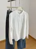 Camisa de Manga Larga con Cuello Alto de Hilo de Algodón de Doble Capa para Mujer Otoño Estilo Japonés Literario Patchwork Tridimensional Holgada Versátil Camisa Transfronteriza