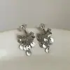 Pendientes de Borlas con Lentejuelas Multicapa para Mujer Delanteros y Traseros, Moda Versátil Retro de Lujo Ligero de Alta Gama Francesa Pendientes y Pendientes