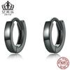 Aifule aretes de plata esterlina s925 de moda originales, simples y populares, electrochapados en oro negro para hombres y mujeres
