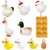 Resina Mini Simulación Animal Bandeja de Huevos Ganso Blanco Grande Patito Colgante Adorno Colgante Materiales para Accesorios de Joyería DIY
