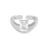 1372 K-Style Ins Nicho Design de Luxo Acessível Anel Cubo de Açúcar de Zircônia Cúbica Branca Curvado Prata Esterlina S925 Prata Feminino Aberto para o Dedo