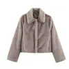 Ropa Europea y Americana Transfronteriza para Mujer AliExpress Venta Caliente Moda Casual Chaqueta de Felpa Marrón