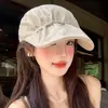 Sombrero retro de ala ancha plisado de secado rápido versátil estilo japonés para mujer, gorra tipo pico que hace que la cara se vea más pequeña, gorra personalizada para protección solar al aire libre