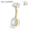 Anillos para Ombligo de Acero Inoxidable Galvanizado con Circonita Blanca Transfronterizos en Formas Cuadrada, Corazón y Gota con Joyería para Piercing de Rosca Interna