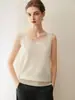 Nuevo Chaleco de Punto 100% Cachemira Otoño/Invierno 2026 para Mujer, Camiseta Base de Color Sólido sin Mangas Ajustada, Capa Interior Estilo Oficina