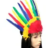 Sombrero Indio Bola Reunión Anual Color Salvaje Pluma cosplay Joyería Sombrero de Jefe Indio Sombrero