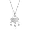 Pé Prata 999 Colar Nacional Trendy Full Diamond Peace Lock Colar Feminino Long Life Lock Novo Estilo Chinês Luz Luxo All-match High-grade Lock