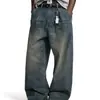 Nova Tendência Americana Primavera/Outono 2026 Casual Retrô Versátil Modelagem Solta Calça Jeans de Barra Reta para Homens