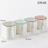 Conjunto de Caixas de Temperos para Cozinha com Tampas, Pote de Sal, Caixa de Armazenamento de Condimentos Doméstico com Colher