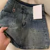 Falda de Mezclilla Elástica Talla Grande Coreana para Mujer Verano Gordita mm Retro Americana Cintura Alta Efecto Adelgazante Cadera Línea A Falda Corta