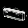 Caja de almacenamiento de escritorio con tapa, tapa abatible, PP transparente, rectangular, estrecha y larga, para papelería, bolígrafos, notas y artículos varios