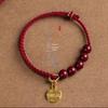 Pulseira tecida à mão com cinábrio verdadeiro este ano, pulseira de placa da sorte, pulseira simples de luxo leve, pulseira versátil, presente, atacado