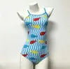 Traje de banho feminino profissional para corrida, maiô de peça única em Lycra de camada única com desenho para treinamento em piscina, traje de banho para competição estudantil