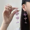 Brincos Gancho com Pingente de Franja em Pétalas Estilo Francês, Doces e Elegantes para Mulheres, Estilo de Férias na Praia de Verão, Brincos Super Fada Quentes de Celebridade da Internet
