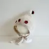 Gorro de Bebé Otoño e Invierno Gorro de Punto Grueso Cálido para Bebés y Niños Pequeños, Estilo Coreano Fresa Princesa Gorro de Punto con Puntiagudo para Protección de Orejas