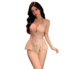 Camisón de encaje puramente sensual con copas para mujer, ropa de dormir sexy de alta gama con diseño calado, prenda de estar cómoda de una sola pieza