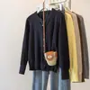 Cárdigan de Punto Redondo Suave y Esponjoso Estilo Coreano Chaqueta Pequeña Ropa de Otoño/Invierno para Mujer Suéter que Reduce la Edad Capa Exterior Top Adelgazante