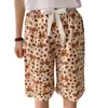 Pantalones de pijama de algodón y seda para mujer, Nuevo estilo de verano, Estampado de dibujos animados, Holgados, Casuales, Delgados, Para casa, Se pueden usar afuera, Pantalones de cinco puntos