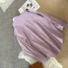 Milkshake de Taro / Moda Retrô Estilo Hong Kong Veludo Cotelê Elegante Manga Longa Solta Para Sobrepor Casual Cor Lisa Clareamento da Pele Jaqueta Camisa