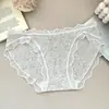 Ropa Interior de Encaje sin Costuras para Mujer, Algodón Puro, Refuerzo Antibacteriano Grado 10A, Estilo Delgado de Verano, de Tiro Bajo, Bragas Cómodas con Ribete de Encaje para Mujer