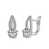 Pendientes de Plata de Ley S925 para Mujer, Incrustados con Circonita, Pasador de Oreja de Conejo, Diseño Hueco, Moda de Nicho, Sensación de Alta Gama, Clips para Orejas, Pendientes