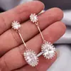 Nuevos pendientes franceses SIMPLES con incrustaciones de diamantes, pendientes elegantes y nobles, suministro directo de fábrica