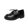 Versión de Piel de Vaca, Cuero de Caballo Lavado y Texturizado, Zapatos Derby Estilo Británico Mocasines, Zapatos Pequeños de Cordones de Cuero para Mujer, Modelos de Primavera y Otoño