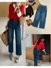 Otoño TOP estilo europeo Guangzhou Trece Líneas coreano simple versátil elástico en cuatro direcciones suave y elástico jeans cropped baguette 82607