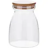 Frasco de Almacenamiento de Vidrio de Borosilicato Alto para Granos, Dulces, Té, con Tapa de Bambú, Contenedor de Almacenamiento Trapezoidal, Sellado, Gran Capacidad