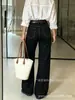 Calça Jeans Feminina TK Amazon Europeia e Americana de Cintura Alta com Barra Dobrada de Perna Reta, Novo Estilo Outono 2026, Emagrecedora, Comprimento Total