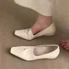 Zapatos de cuero para mujer retro de doblez, con interior de piel de oveja súper suave, que aumentan la altura, modelo nuevo 2026, puntera cuadrada, mocasines versátiles, zapatos de cuero genuino