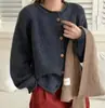 Nova roupa feminina estilo coreano para outono e inverno, cardigã suéter de malha liso casual de corte solto, casaco casual emagrecedor