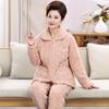 Pijama de Invierno para Mujer Chaqueta de Tres Capas Acolchada de Algodón con Terciopelo de Flor y Acolchado de Algodón Engrosado Cálido de Invierno Ropa de Casa para Adultos Mayores traje