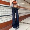 Novedad primavera y verano 2025 pantalones de mezclilla de color tannin micro-rugosos sin decoloración moda retro estilo americano mujer cintura baja micro-holgados jeans