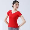 Ballet Practice Suit V-neck Gymnastics Suit Mulheres de manga curta Backless Yoga Suit Modern Dance Suit Top