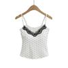 6959-25 Primavera Nuevo Estilo Europeo y Americano Niña Dulce Ocio Punto de Ola Contraste Encaje Costura Pequeño Chaleco Camisola