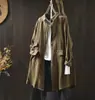 Chaqueta Camisa de Hilo de Algodón Doble Capa 100% Algodón para Mujer Manga Larga Longitud Media Holgada Aspecto Adelgazante Primavera y Otoño Estilo Japonés Estilo Cardigan Exterior Artístico