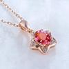 Zhenrong Europeo y Americano Nuevo 1 quilate Imitación Colgante de Turmalina Roja Chapado Collar de Oro Rosa de 18K Joyería de Tesoro de Color para Mujer