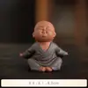 Figura de monje de arcilla púrpura estilo Zen chino, personaje de cerámica, monje pequeño lindo estilo budista, decoración de mesa de té