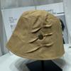 Diseño de Nicho Plisado Redondo Sombrero de Pescador Estándar Moda de Principios de Otoño para Mujer Distintivo Sombrero de Cubeta para el Sol Cara para Ducharse Pequeño Sombrero de Cubeta Casual