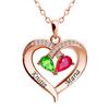 Collar de Pareja de Gota de Agua Bicolor Transfronterizo para Mujer, Grabado con Nombres, Regalo para Mamá, Colgante de Corazón, Material de Cobre, Joyería de Cadena para Clavícula