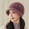 Sombrero de Invierno de Lujo Ligero para Madre Combinable Casual Color Sólido Gorro de Punto con Lazo Protección para los Oídos Cortavientos para Mujer Sombrero Tipo Cubeta Engrosado