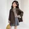 Chaqueta de Cuero para Niña Primavera Otoño 2026 Nuevo Estilo Chaqueta de Otoño Elegante para Niños Camisa Niñas Niños Mayores Ropa de Otoño Top de Moda