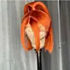 Peluca europea y americana transfronteriza para mujer, peluca de encaje frontal, cabello corto rojo con broche, cubierta para la cabeza de fibra química, peluca de encaje rojo